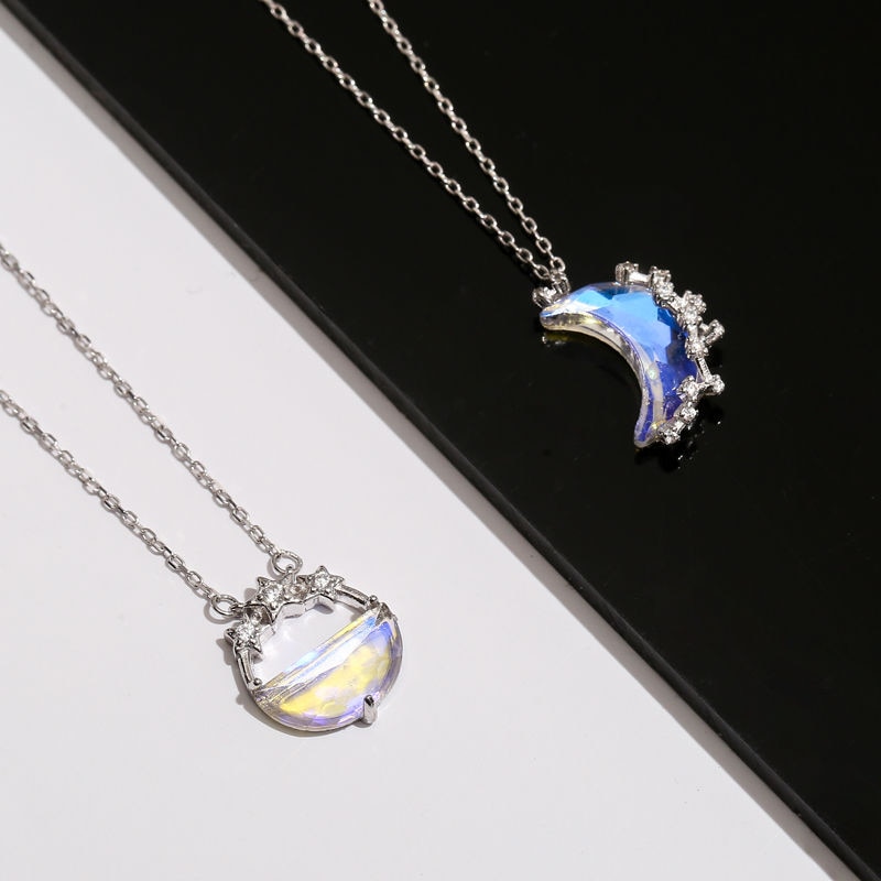 LATS Glowing Discoloration Moon Chain Necklace Korea Creative Luminous Stone Pendant Necklaces for Women Fashion Jewelry Gifts